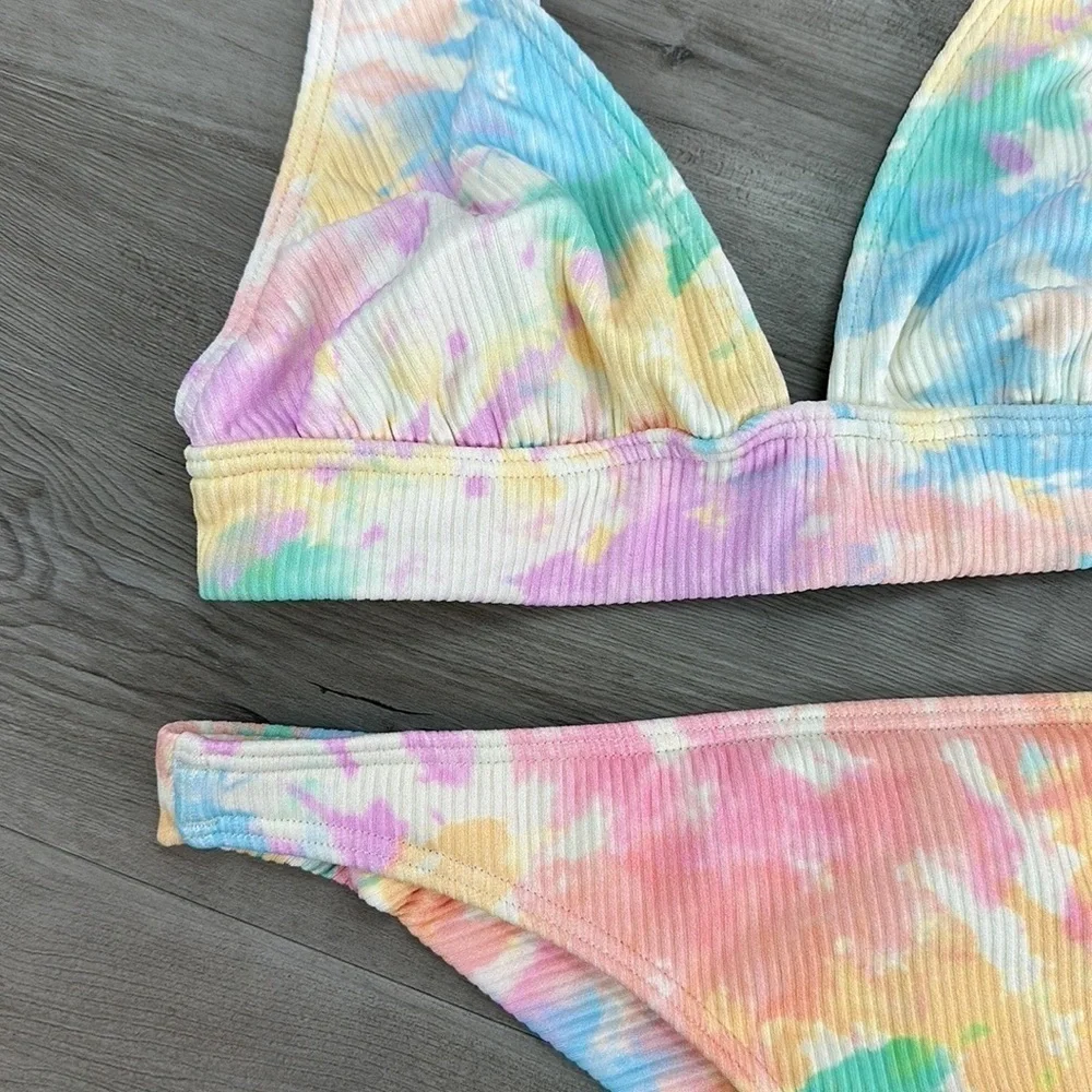 ☀️BILLABONG☀️ RAINBOW TIDE BANDED RAINBOW TIDE TANGA BIKINI SET - Picture 7 of 11